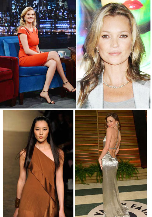 Từ trái qua và từ trên xuống: Kate Upon, kate Moss, Liu Wen và Miranda Kerr kiếm được 7 triệu USD mỗi người