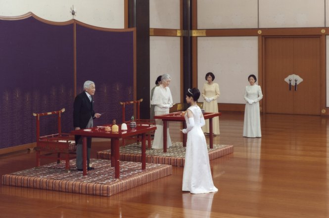 Công chúa Noriko trong một buổi tiệc tại Cung Điện Hoàng Gia ở Tokyo hôm 2-10, vài ngày trước khi cử hành lễ cưới - Ảnh: Reuters