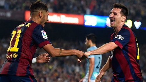 Cặp đôi hoàn hảo Messi - Neymar tiếp tục tỏa sáng. Ảnh: Getty