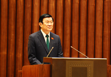 Chủ tịch nước Trương Tấn Sang trình Quốc hội phê chuẩn Công ước chống tra tấn.