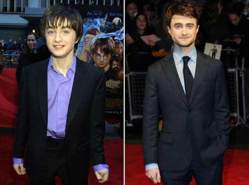 Daniel Radcliffe trong vai Harry Potter, trước đây và bây giờ.