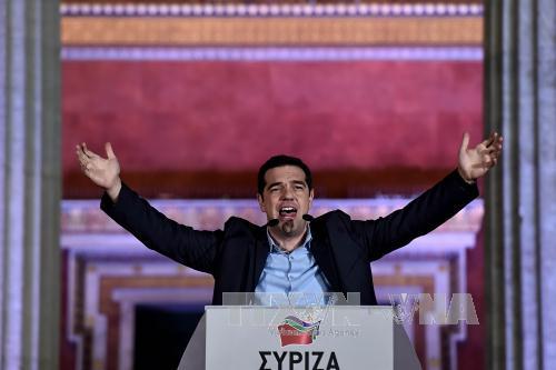 Lãnh đạo đảng Syriza Alexis Tsipras tại Athens sau khi kết quả tổng tuyển cử được công bố. Ảnh: AFP/ TTXVN