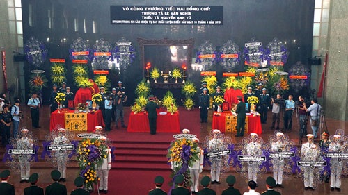 Lễ viếng, lễ truy điệu hai phi công hy sinh khi huấn luyện bay trên vùng biển Bình Thuận tại nhà tang lễ Bộ Quốc phòng phía Nam