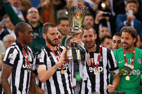 Các cầu thủ Juventus với chiếc Cúp QG Ý mùa bóng 2014-2015 - Ảnh: Reuters