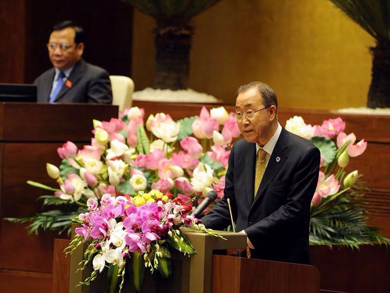 Tổng thư ký LHQ Ban Ki-moon phát biểu tại Quốc hội