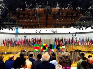 The stage where the Milan Expo 2015 opening ceremony took place (Photo: VNA)