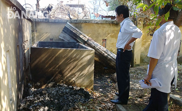 Lò đốt rác tự chế của Trạm y tế xã Hòa Châu, huyện Hòa Vang.