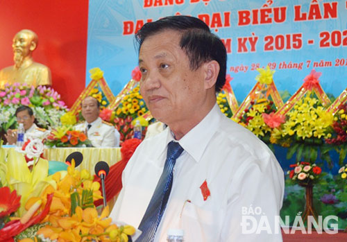 Đồng chí Trần Thọ, Bí thư Thành ủy, Chủ tịch HĐND thành phố Đà Nẵng phát biểu chỉ đạo tại Đại hội.             Ảnh: ĐẮC MẠNH