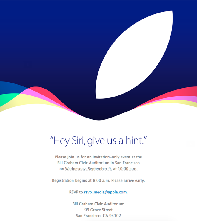 Bìa giấy mời tham dự sự kiện 9-9 của Apple.