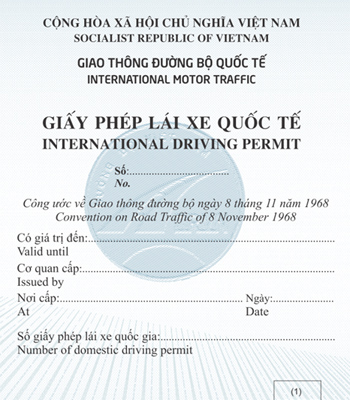 Mẫu giấy phép lái xe quốc tế của người Việt Nam. Ảnh: Đ.Loan