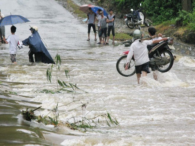 Mưa lũ gây nhiều thiệt hại ở Lào Cai. (Ảnh: Lục Văn Toán/TTXVN)