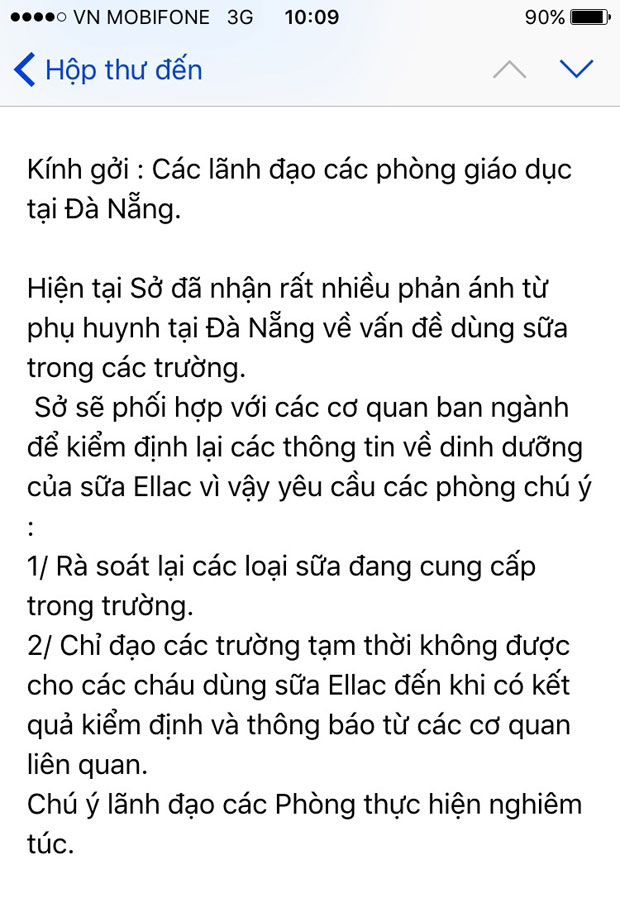 Nội dung “Công văn” được đối tượng sử dụng hộp thư điện tử giả tên Dinhvinh.sgd@gmail.com gởi đến các đơn vị, trường học. 