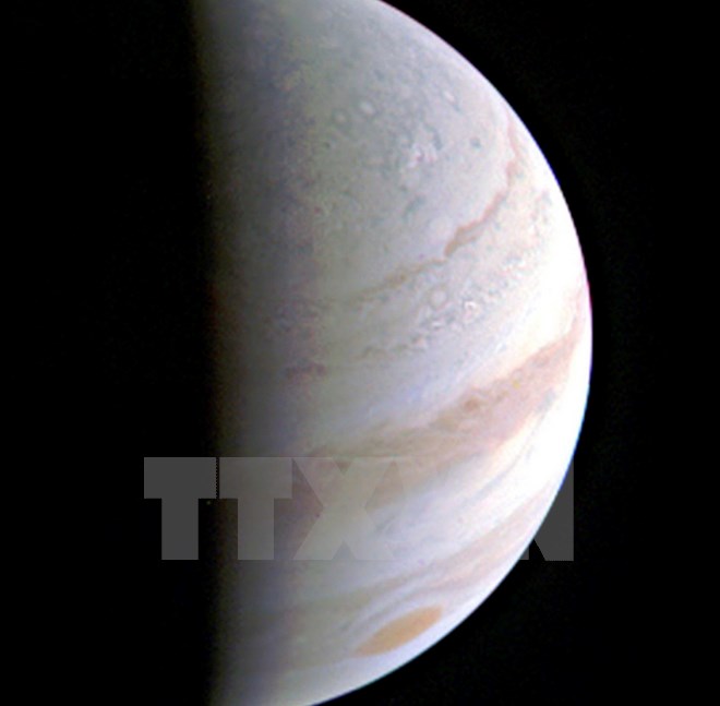 Hình ảnh bề mặt Sao Mộc do tàu thăm dò Juno chụp gửi về ngày 27-8. (Nguồn: EPA/TTXVN)