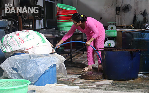Mô hình xử lý nước thải sản xuất bún tại hộ bà Huỳnh Thị Thu Ánh.