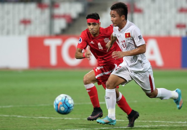 Trần Thành lần đầu được đá chính tại giải U19 châu Á 2016 và đánh dấu cột mốc ấy bằng pha làm bàn quyết định thắng lợi cho Việt Nam. Ảnh: AFC. 