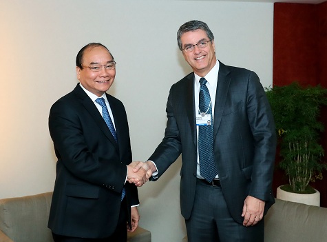 Thủ tướng tiếp Tổng Giám đốc WTO Roberto Azevedo. Ảnh: VGP