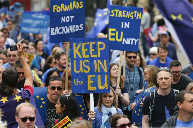 Nhiều người dân Anh hiện muốn ở lại EU.                 Ảnh: AFP