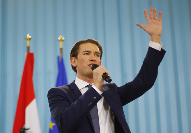 Ông Sebastian Kurz vừa giành chiến thắng trong cuộc tổng tuyển cử tại Áo.Ảnh: Reuters