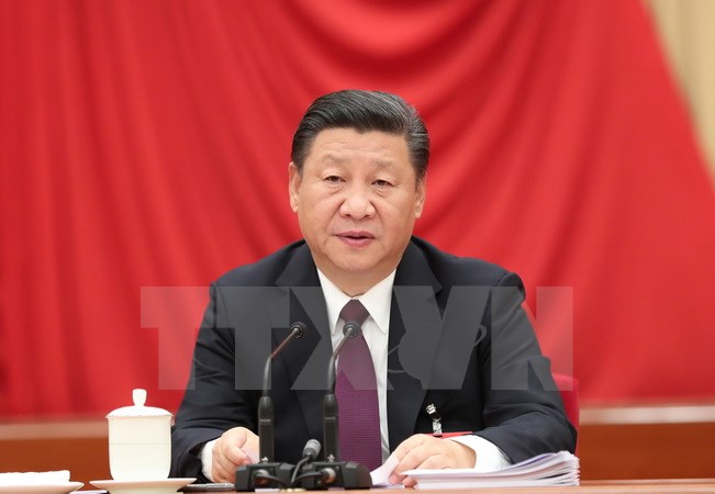 Tổng Bí thư, Chủ tịch Tập Cận Bình đọc báo cáo chính trị trình Đại hội 19. (Nguồn: THX/TTXVN)