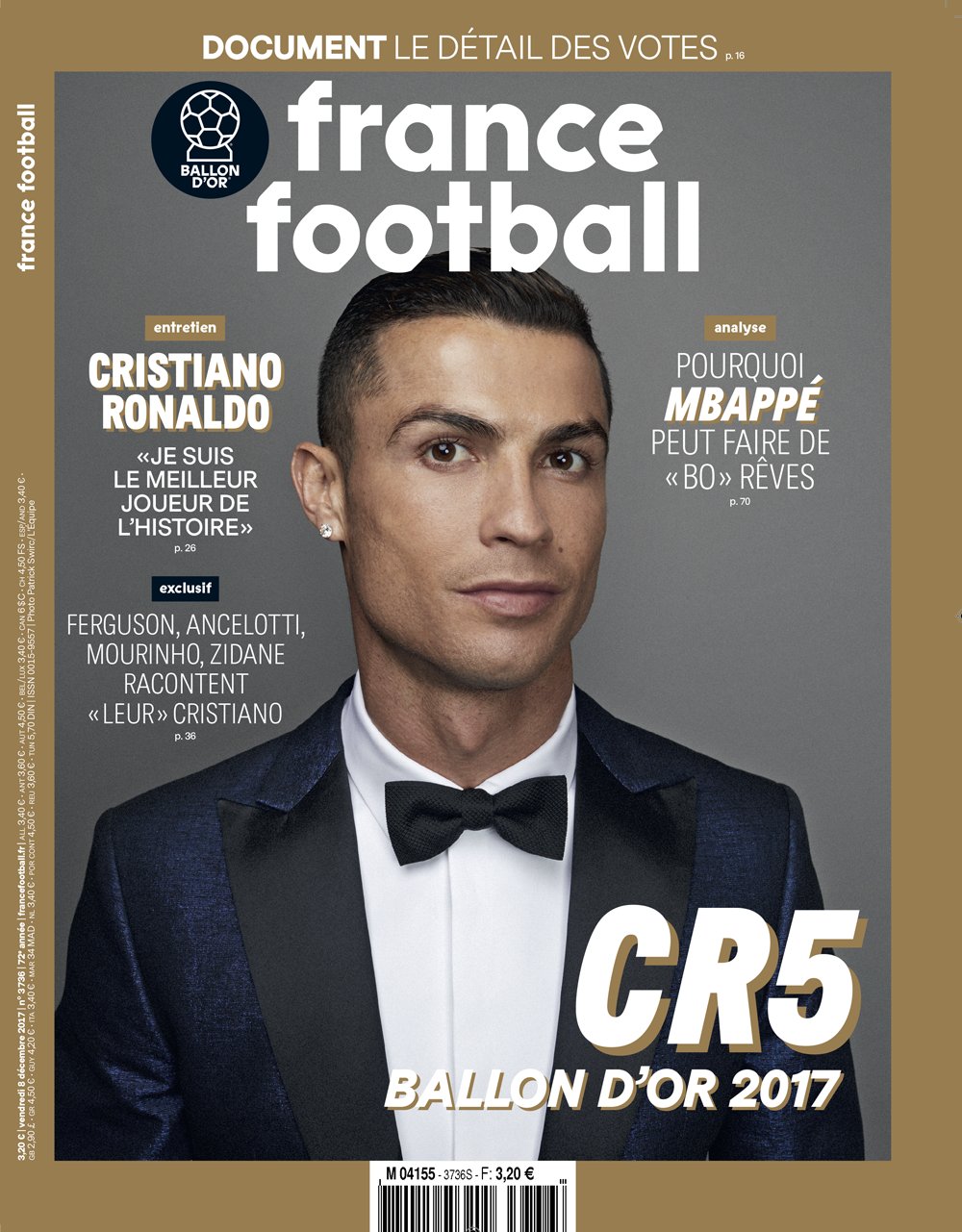 Bìa tạp chí France Football số mới. Ảnh: France Football