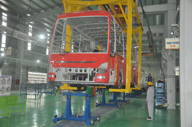 Sản phẩm Bus Thaco có tỷ lệ nội địa hóa đến hơn 40%. 