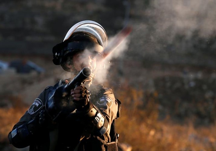 Cảnh sát Israel làm nhiệm vụ vãn hồi trật tự ở thành phố Ramallah, khu Bờ Tây.