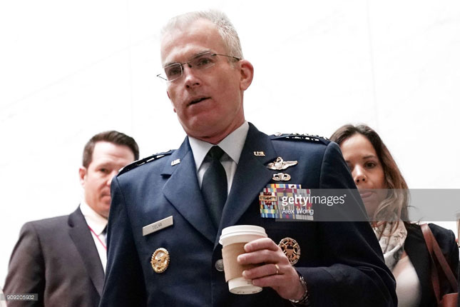 Phó Chủ tịch Hội đồng Tham mưu trưởng liên quân Mỹ, Tướng Paul Selva, đến tham dự phiên họp về báo cáo đánh giá tình hình hạt nhân 2018.                    Ảnh: Getty Images