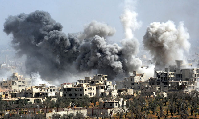 Vụ tấn công ở thị trấn Douma của Syria ngày 7-4 bị cho là sử dụng vũ khí hóa học. Mỹ đã dùng cái cớ này để dùng đồng minh Anh và Pháp tấn công Syria. Ảnh: Tân Hoa xã