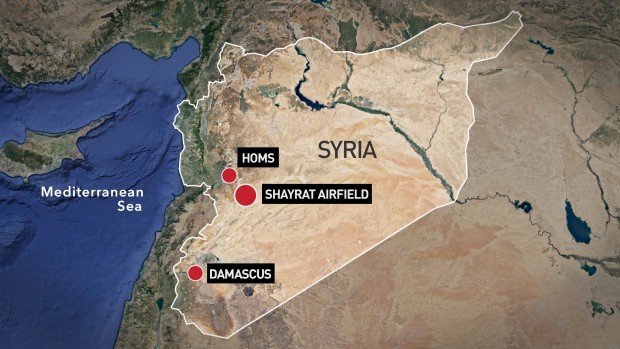Căn cứ không quân Shayrat nằm ở phía đông nam tỉnh Homs của Syria. (Ảnh: Google Maps)