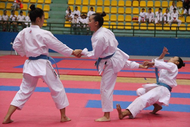 Martial artists compete at the National Junior Karatedo Championship in Da Nang.