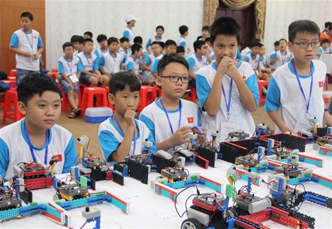Participants of the 2018 International Youth Robotic Competition, which took place in Ho Chi Minh City on August 5 (Photo: VNA)
