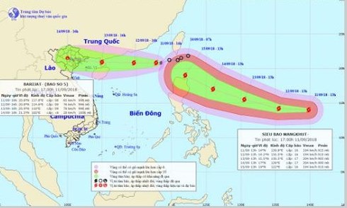 Tin mới nhất về cơn bão số 5 trên Biển Đông, Mangkhut đạt cấp siêu bão
