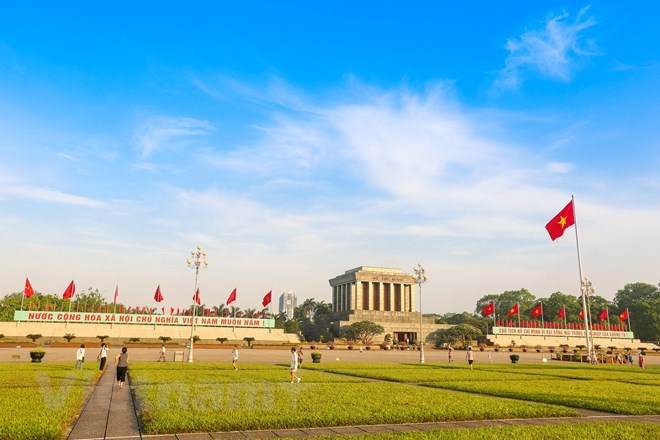 The Ho Chi Minh Mausoleum and Ba Dinh Square, where then President Ho Chi Minh read the Declaration of Independence announcing the foundation of the Democratic Republic of Vietnam - now the Socialist Republic of Vietnam, on September 2, 1945 