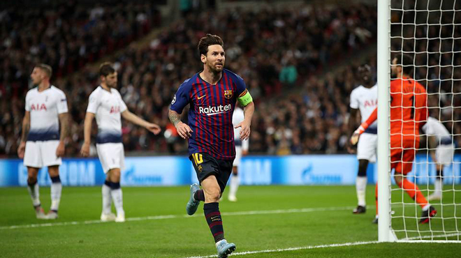 Màn trình diễn xuất sắc của Messi với 2 bàn thắng trước Tottenham. Ảnh: Thethaovanhoa.vn