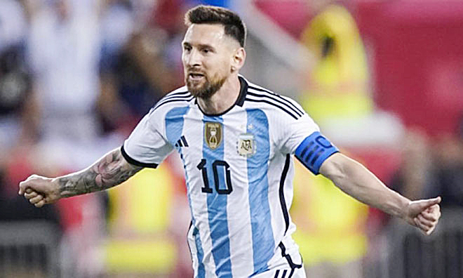Messi trong màu áo đội tuyển quốc gia Argentina. Ảnh: AP