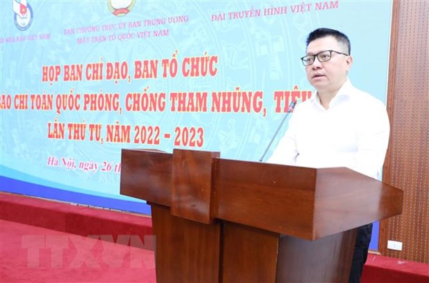 Chủ tịch Hội Nhà báo Việt Nam Lê Quốc Minh phát biểu. (Ảnh: Minh Đức/TTXVN)