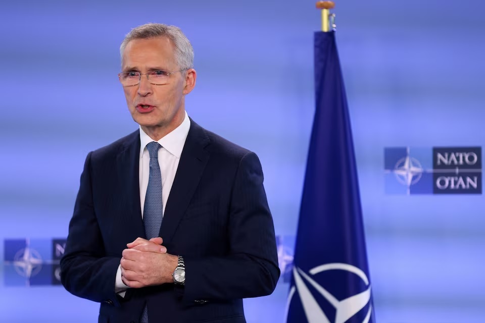 Tổng Thư ký NATO Jens Stoltenberg tham dự cuộc họp báo vào ngày họp ngoại trưởng NATO tại Brussels (Bỉ) ngày 3-4. Ảnh: Reuters