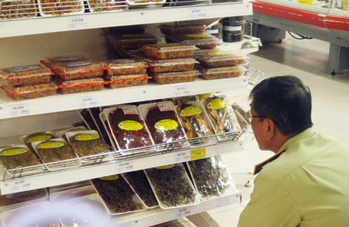  Inspecting processed food at a local shop