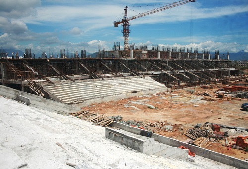 The Hoa Xuan Stadium under construction          