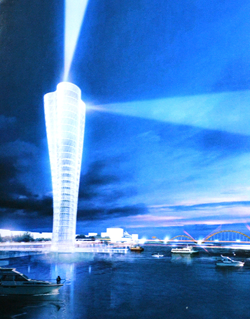 An artist's impression of the 'lighthouse' that is proposed to be built on the Han River