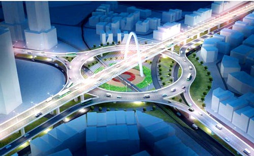 The architectural design of the Hue T-junction overpass