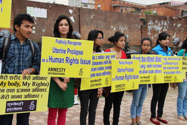 Các nhà hoạt động xã hội kêu gọi bình đẳng giới cho phụ nữ Nepal hồi năm ngoái.