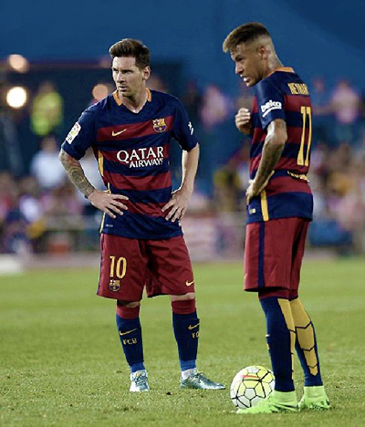 Messi (trái) và Neymar (phải) sẽ gặp nhiều khó khăn trên sân Calderon ở trận lượt về trước Atletico Madrid.      Ảnh: Pinterest