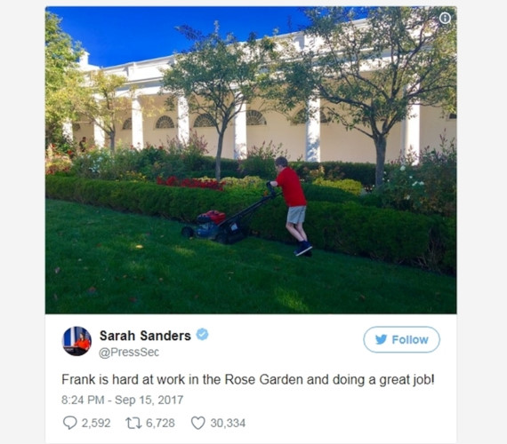 Thư ký báo chí Nhà Trắng Sarah Sanders đã chia sẻ về buổi làm việc của Giaccio lên Twitter và nội dung chia sẻ của bà được hàng chục nghìn người đón nhận một cách tích cực.