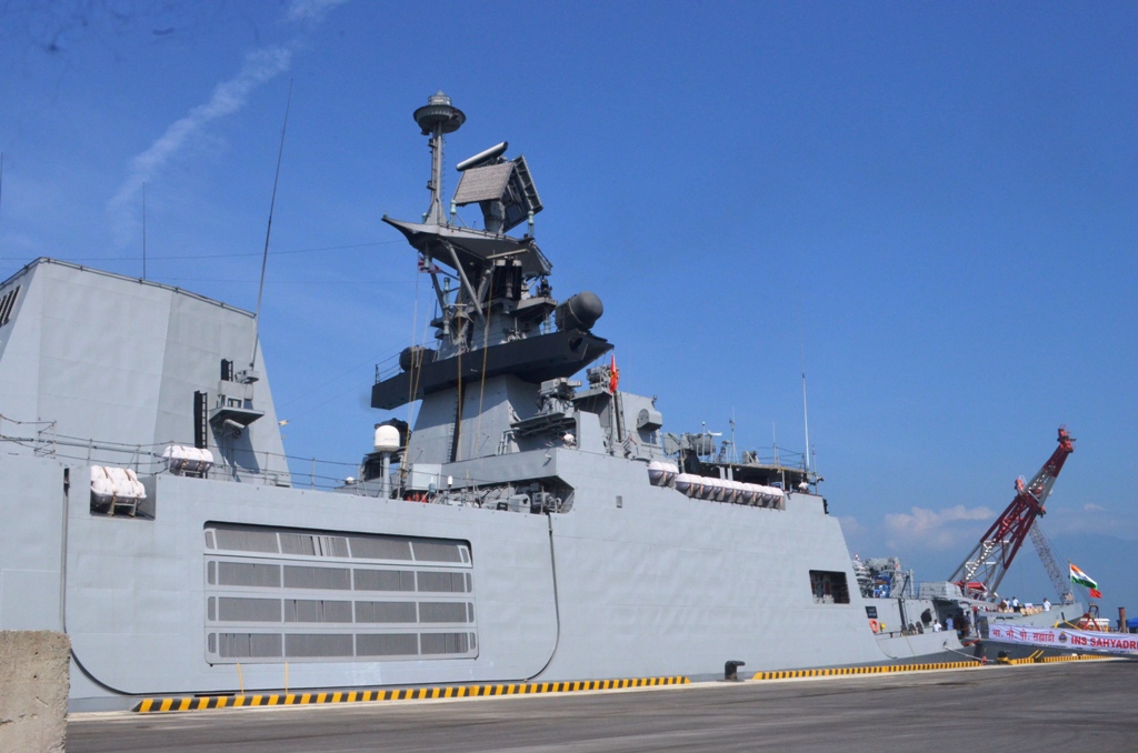 The guided missile frigate warship INS Sahyadri