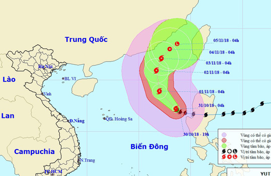  The expected path of typhoon Yutu (Photo Courtesy of NCHMF)