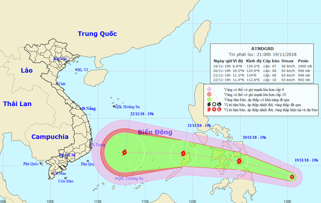 Áp thấp nhiệt đới gần Biển Đông, có khả năng mạnh lên thành bão