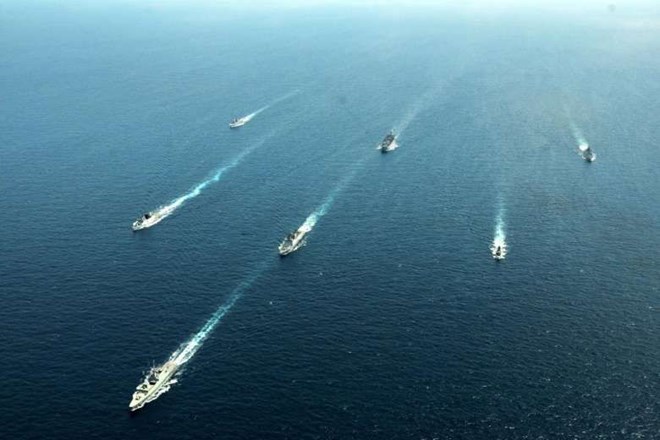 File photo of ships of Singapore Navy and Indian Navy sailing in formation in 2017. (Photo: Singapores Ministry of Defence)