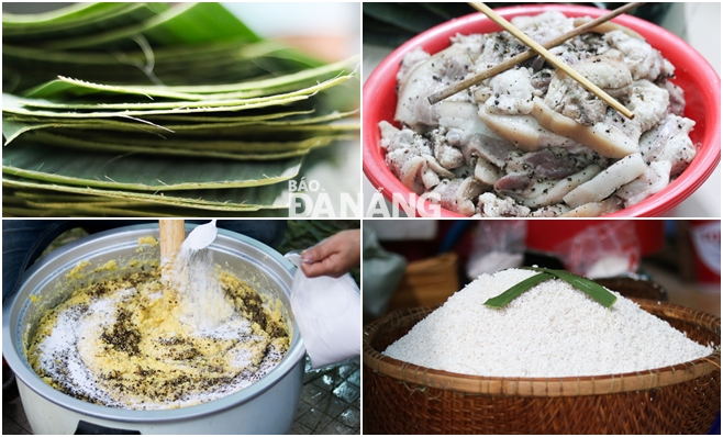 ‘La dong’ (dong leaves), sticky rice, mung beans and pork are all well prepared to make these Traditional Vietnamese glutinous rice cakes. Making the cakes is a time-consuming process.