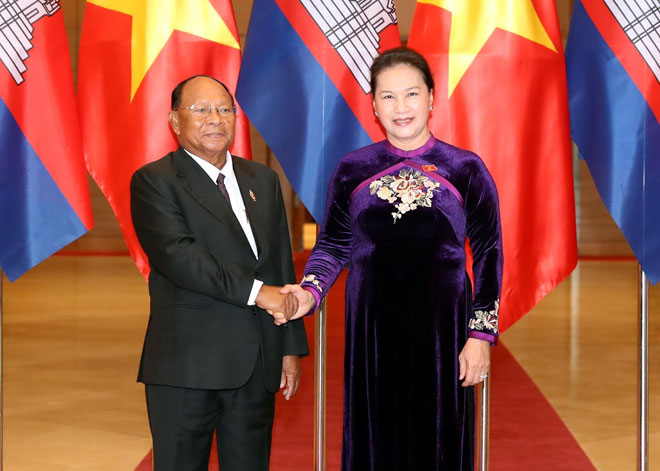 Chủ tịch Quốc hội Nguyễn Thị Kim Ngân hội đàm với Chủ tịch Quốc hội Vương quốc Campuchia